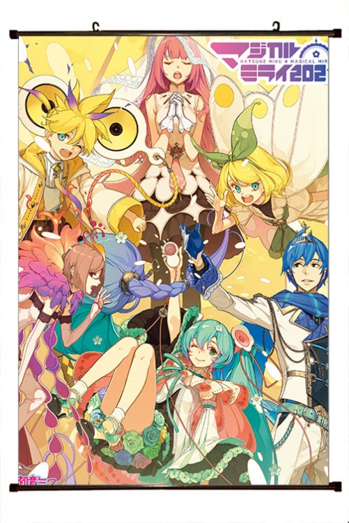Hatsune Miku Anime black Plastic rod Cloth painting Wall Scroll 60X90CM  C3-55
