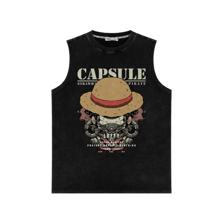 One Piece Anime peripheral washed vest direct spray process 290g from S to 2XL