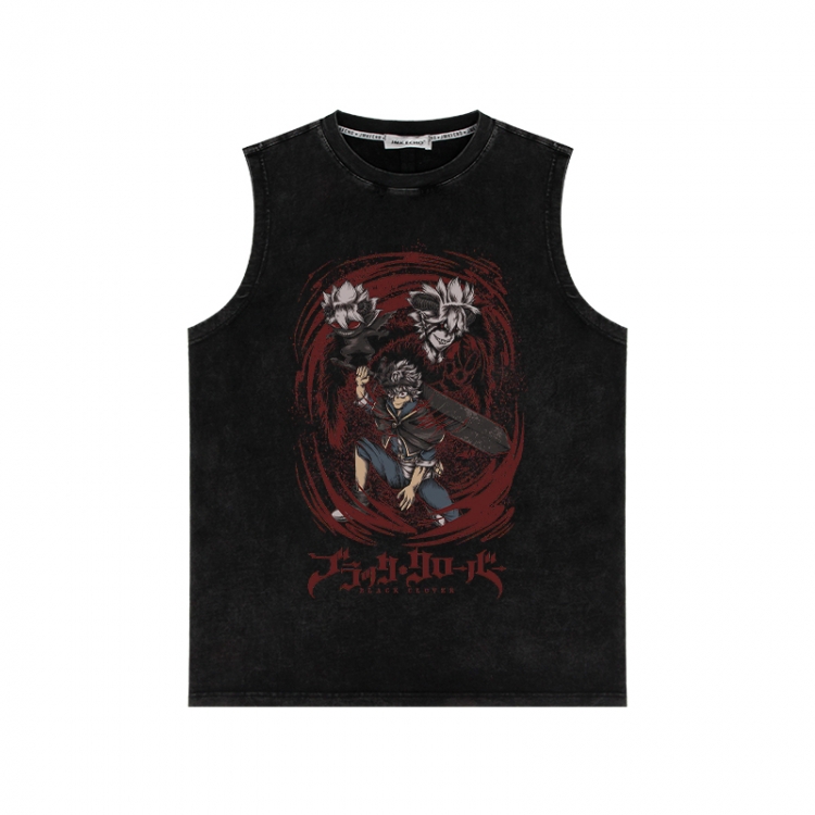 Black Clover Anime peripheral washed vest direct spray process 290g from S to 2XL
