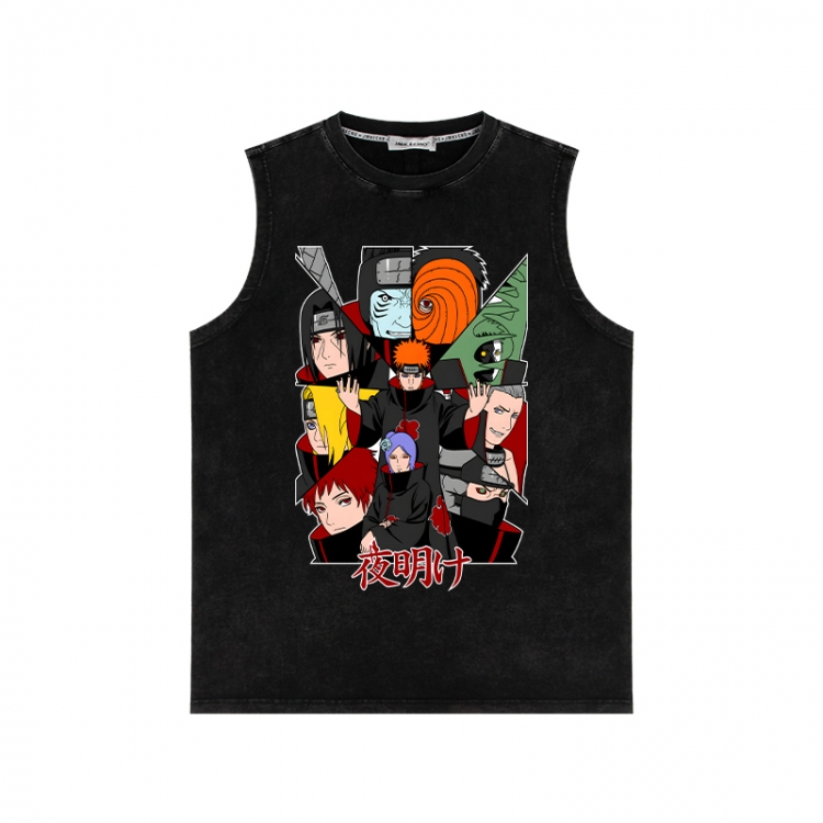 Naruto Anime peripheral washed vest direct spray process 290g from S to 2XL