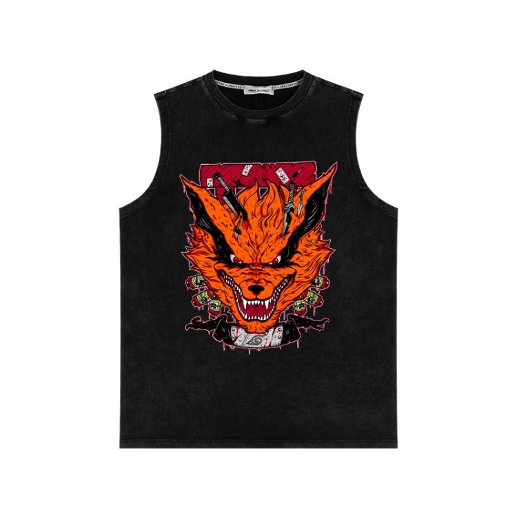 Naruto Anime peripheral washed vest direct spray process 290g from S to 2XL