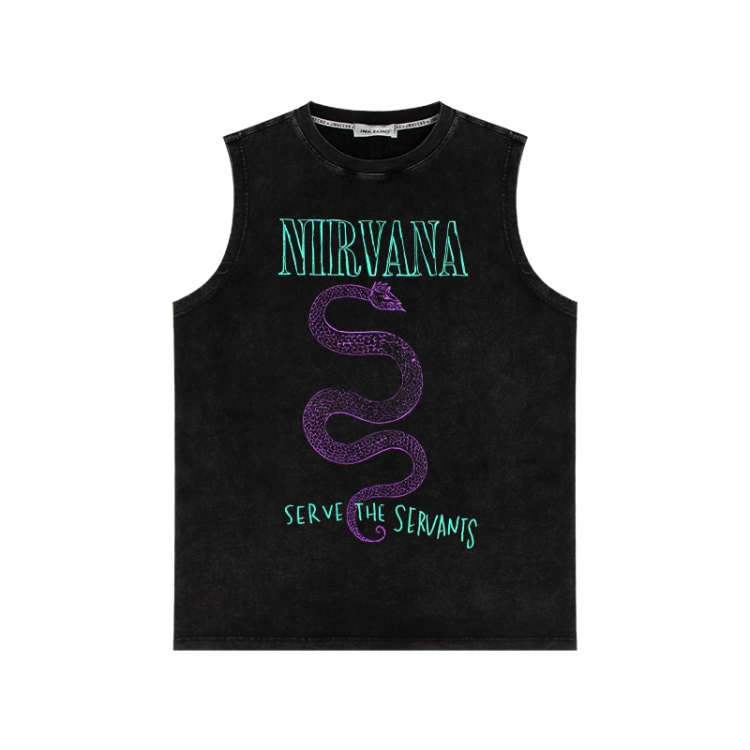 Nirvana Band Anime peripheral washed vest direct spray process 290g from S to 2XL
