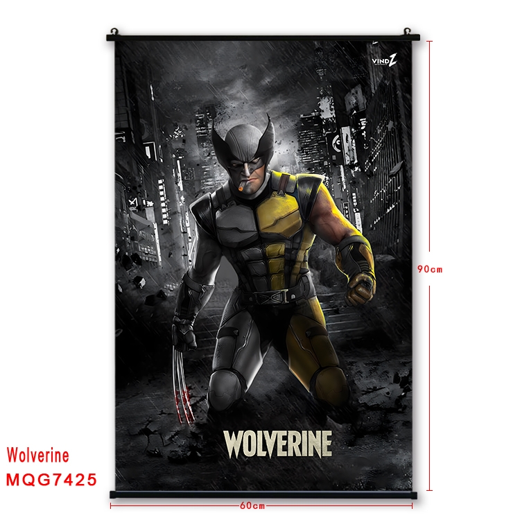 Wolverine Anime black Plastic rod Cloth painting Wall Scroll 60X90CM  MQG7425