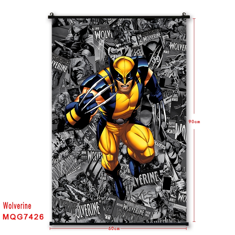 Wolverine Anime black Plastic rod Cloth painting Wall Scroll 60X90CM MQG7426