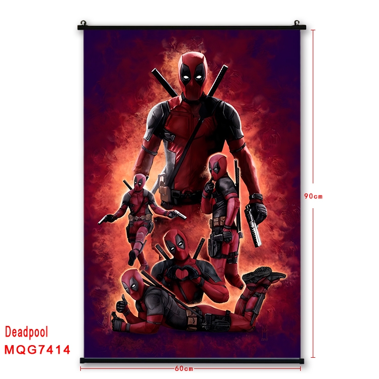 Deadpool Anime black Plastic rod Cloth painting Wall Scroll 60X90CM  MQG7414