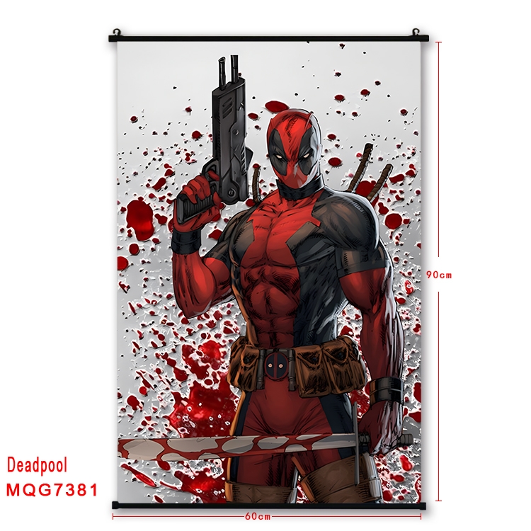 Deadpool Anime black Plastic rod Cloth painting Wall Scroll 60X90CM  MQG7381