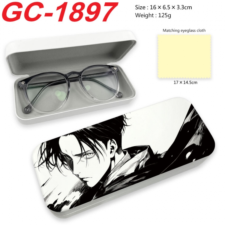 Shingeki no Kyojin Anime UV printed PU leather material glasses case 16X6.5X3.3cm gc-1897
