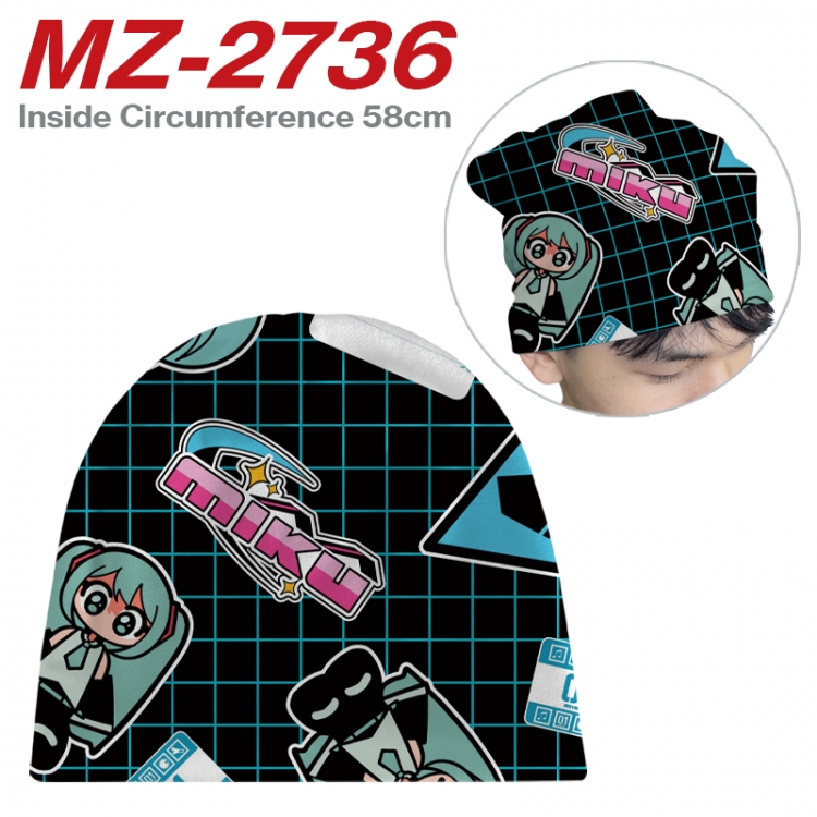 Hatsune Miku Anime flannel full color hat cosplay men's and women's knitted hats 58cm  MZ-2736