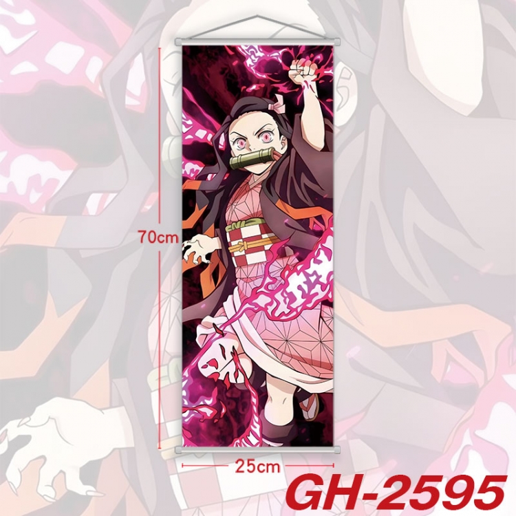 Demon Slayer Kimets Plastic Rod Cloth Small Hanging Canvas Painting Wall Scroll 25x70cm price for 5 pcs  gh-2595