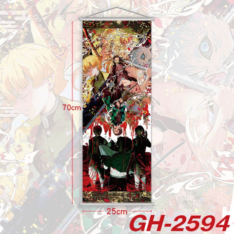 Demon Slayer Kimets Plastic Rod Cloth Small Hanging Canvas Painting Wall Scroll 25x70cm price for 5 pcs gh-2594