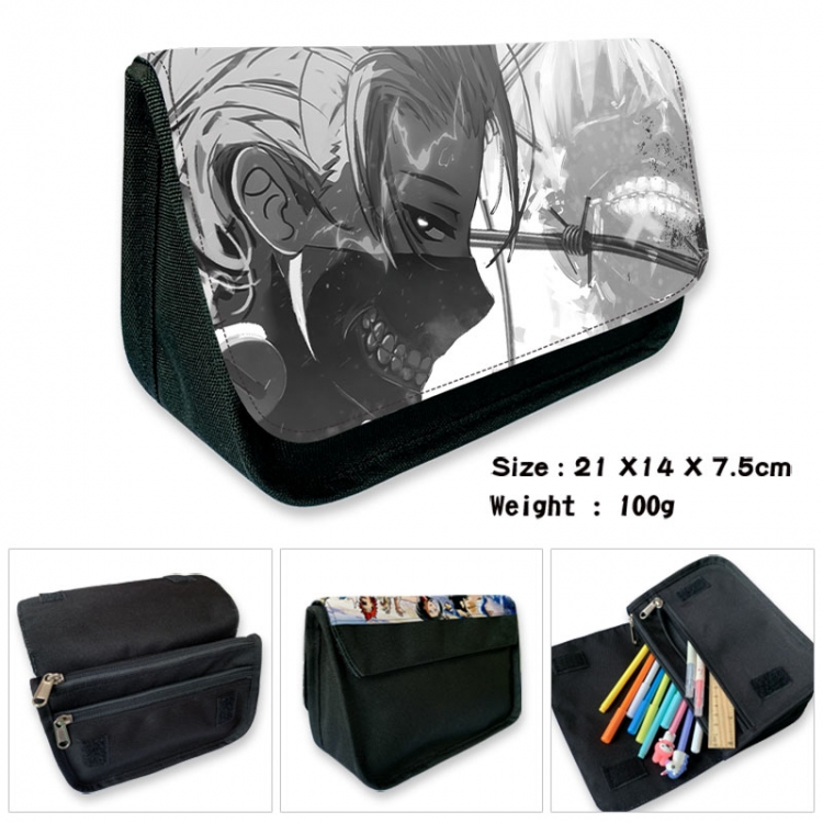 Tokyo Ghoul Anime Velcro canvas zipper pencil case Pencil Bag 21×14×7.5cm