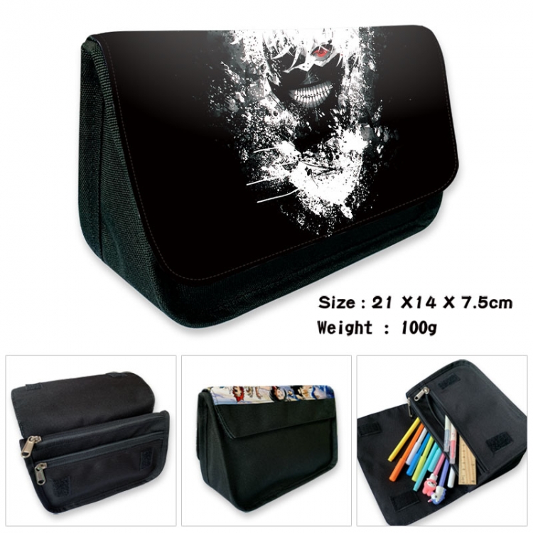 Tokyo Ghoul Anime Velcro canvas zipper pencil case Pencil Bag 21×14×7.5cm