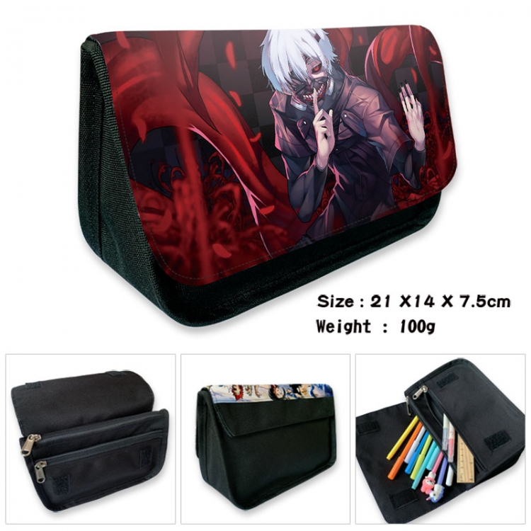 Tokyo Ghoul Anime Velcro canvas zipper pencil case Pencil Bag 21×14×7.5cm