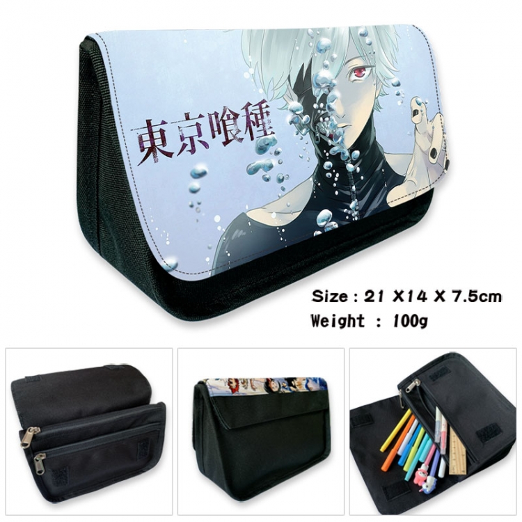 Tokyo Ghoul Anime Velcro canvas zipper pencil case Pencil Bag 21×14×7.5cm