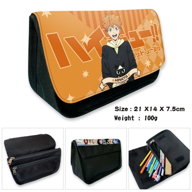 Haikyuu!! Anime Velcro canvas zipper pencil case Pencil Bag 21×14×7.5cm