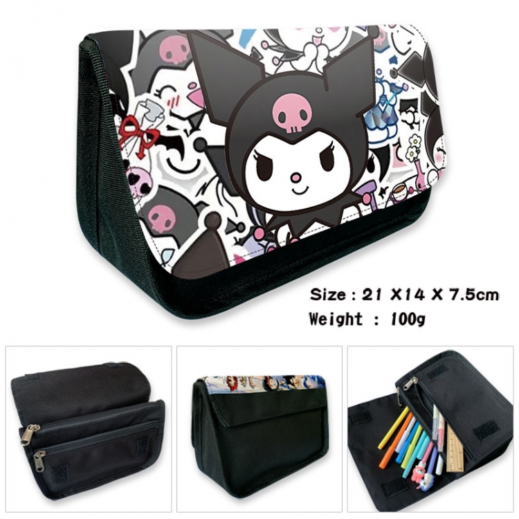 sanrio Anime Velcro canvas zipper pencil case Pencil Bag 21×14×7.5cm