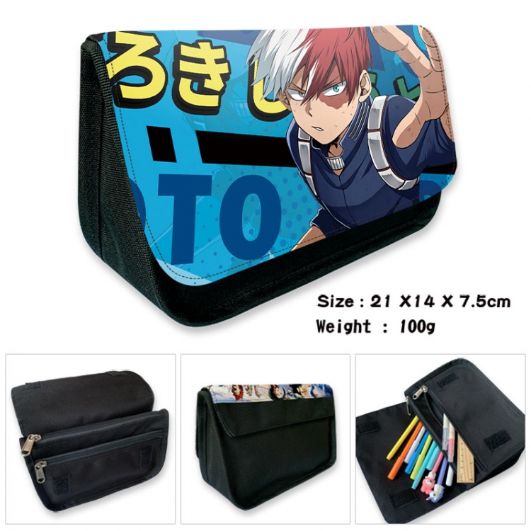 My Hero Academia Anime Velcro canvas zipper pencil case Pencil Bag 21×14×7.5cm