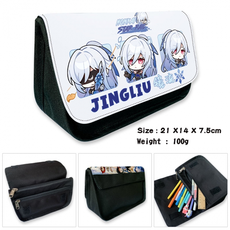 Honkai: Star Rail Anime Velcro canvas zipper pencil case Pencil Bag 21×14×7.5cm