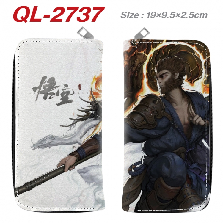 Black Myth Anime peripheral PU leather full-color long zippered wallet 19.5x9.5x2.5cm QL-2737