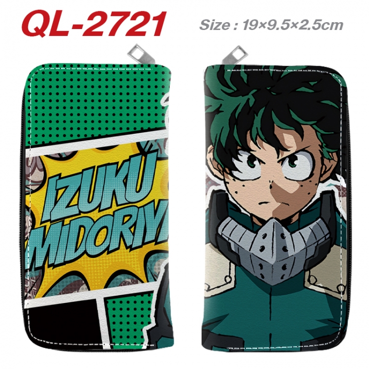 My Hero Academia Anime peripheral PU leather full-color long zippered wallet 19.5x9.5x2.5cm  QL-2721