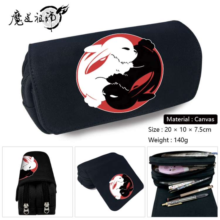 The wizard of the de Anime Multi-Function Double Zipper Canvas Cosmetic Bag Pen Case 20x10x7.5cm