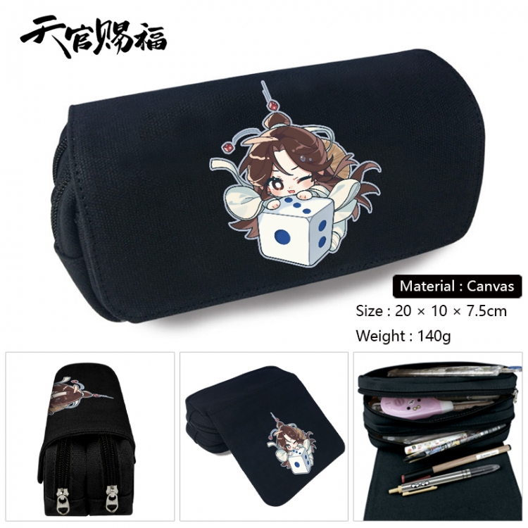 Heaven Official's Blessing Anime Multi-Function Double Zipper Canvas Cosmetic Bag Pen Case 20x10x7.5cm
