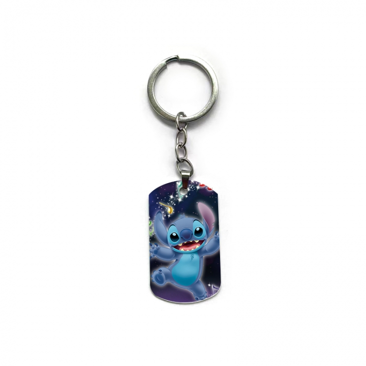 Lilo & Stitch Anime double-sided full-color printed military brand ring keychain  price for 5 pcs