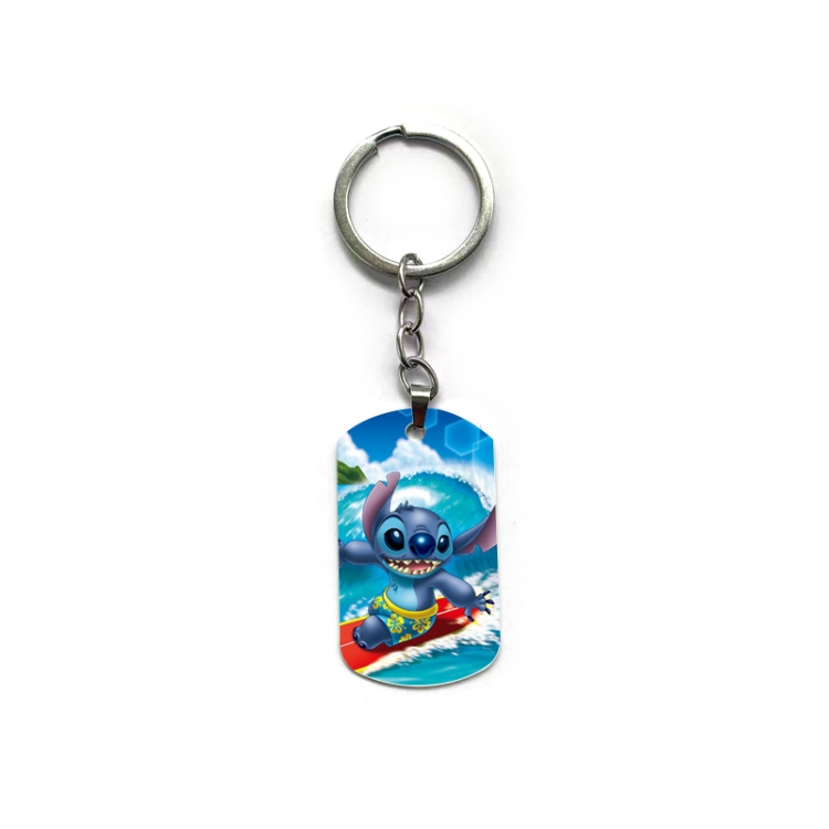 Lilo & Stitch Anime double-sided full-color printed military brand ring keychain  price for 5 pcs