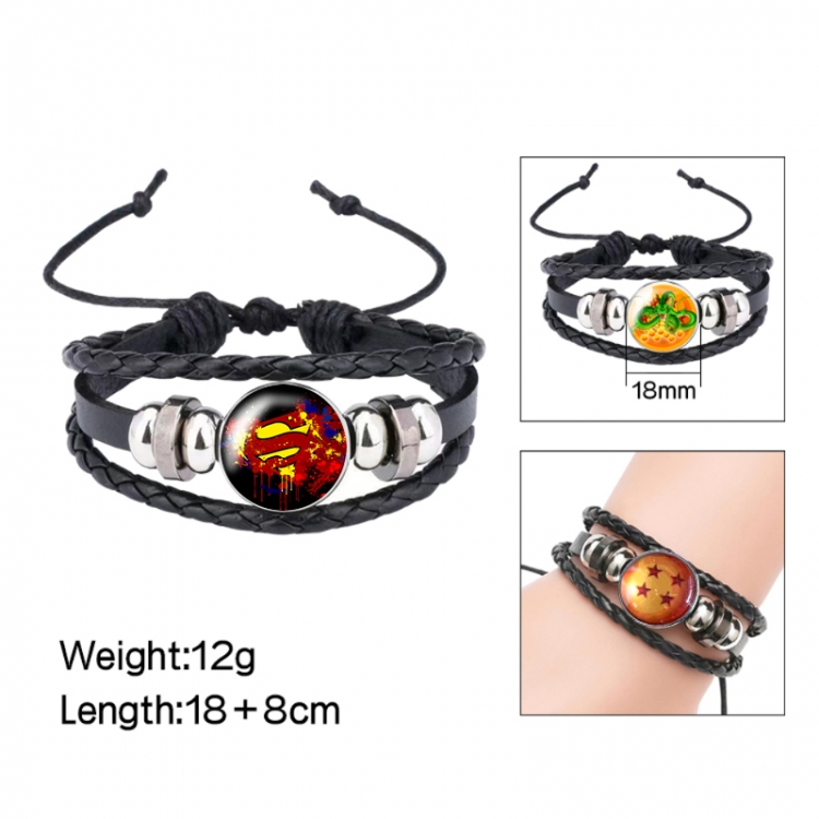 Superman Anime peripheral crystal leather rope bracelet price for 5 pcs