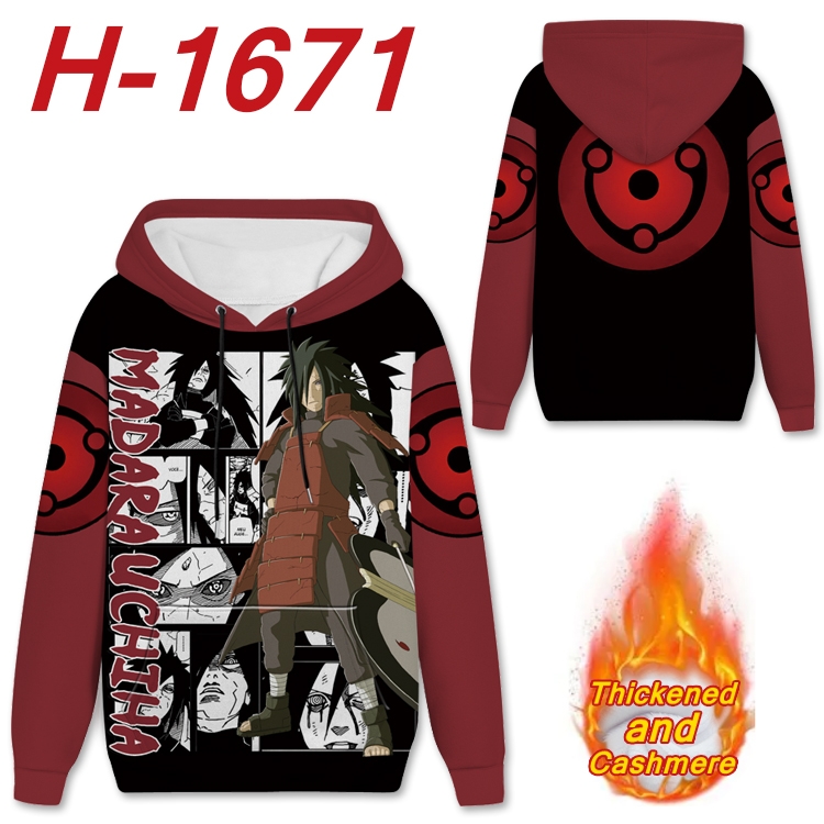 Naruto Anime Full Color plus velvet padded pullover hooded sweater from S to 4XL  H-1671
