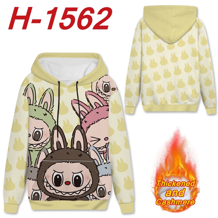 Labubu Anime Full Color plus velvet padded pullover hooded sweater from S to 4XL H-1562