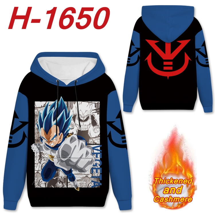 DRAGON BALL Anime Full Color plus velvet padded pullover hooded sweater from S to 4XL  H-1650
