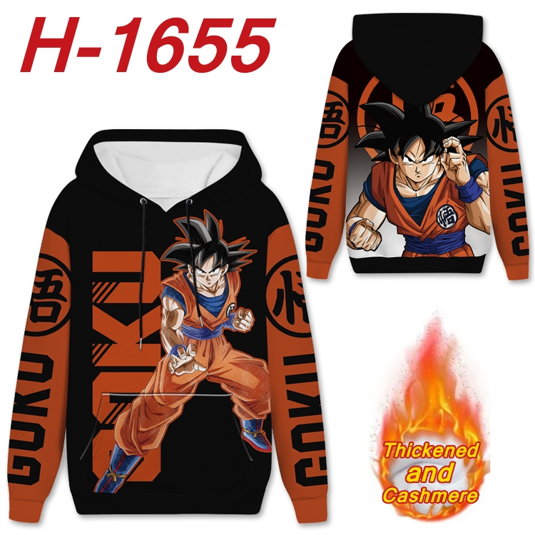 DRAGON BALL Anime Full Color plus velvet padded pullover hooded sweater from S to 4XL  H-1655