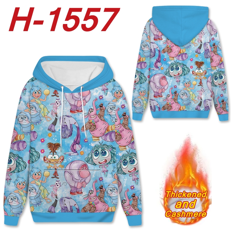 Inside Out Anime Full Color plus velvet padded pullover hooded sweater from S to 4XL  H-1557