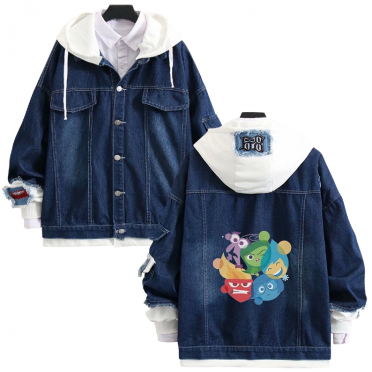 Inside Out anime stitching denim jacket top sweater from S to 4XL