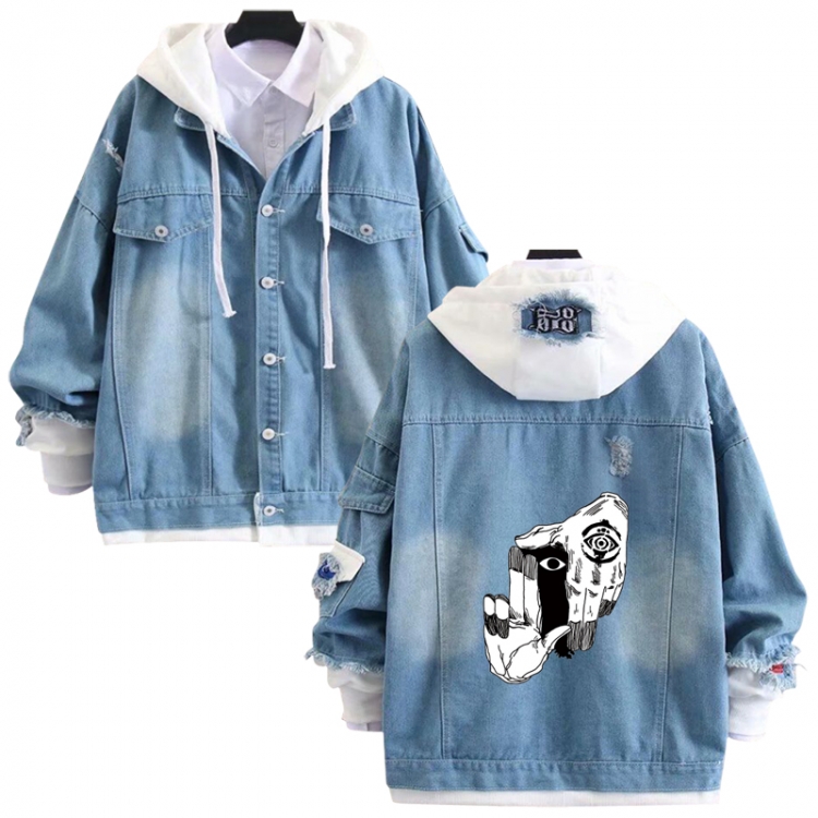 HellSing anime stitching denim jacket top sweater from S to 4XL