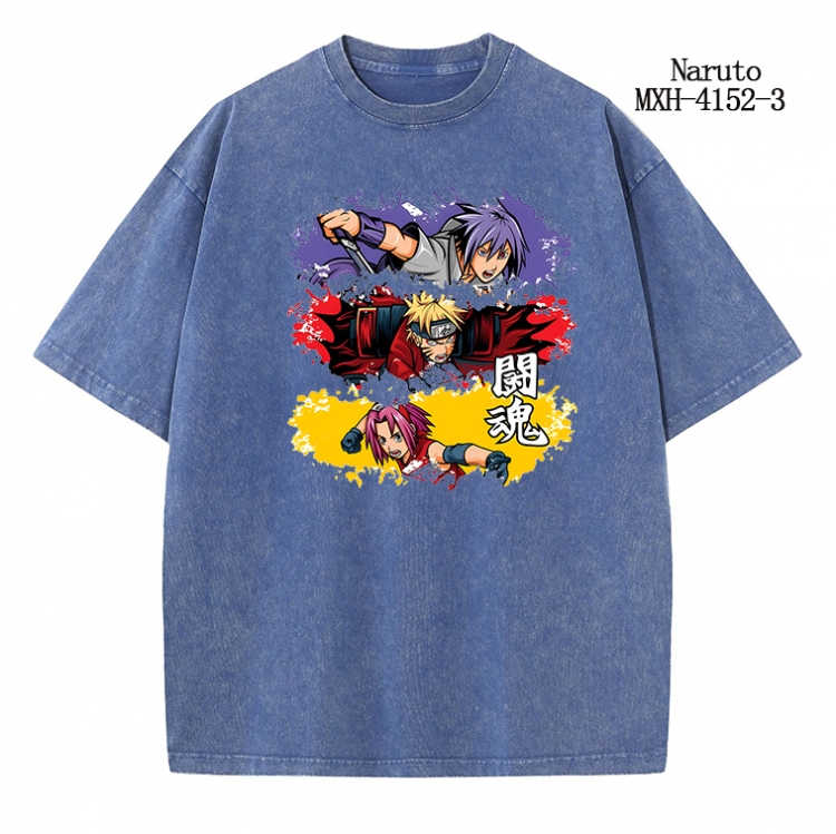 Naruto Anime peripheral pure cotton washed and worn T-shirt from S to 2XL