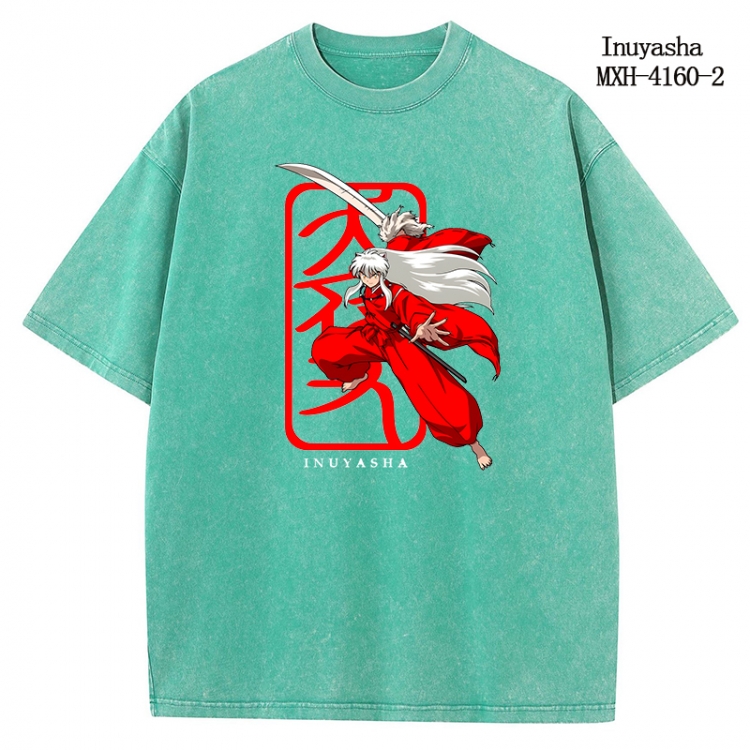Inuyasha Anime peripheral pure cotton washed and worn T-shirt from S to 2XL