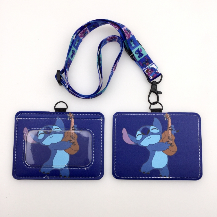 Lilo & Stitch PU leather storage card holder hanging rope two-piece set bus card holder 10X7.5CM 35g price for 5 pcs