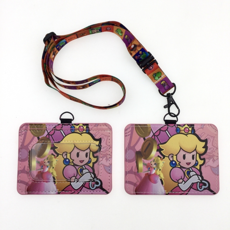 Super Mario PU leather storage card holder hanging rope two-piece set bus card holder 10X7.5CM 35g price for 5 pcs