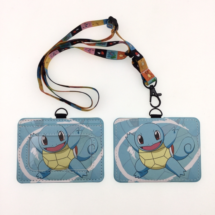 Pokemon PU leather storage card holder hanging rope two-piece set bus card holder 10X7.5CM 35g price for 5 pcs