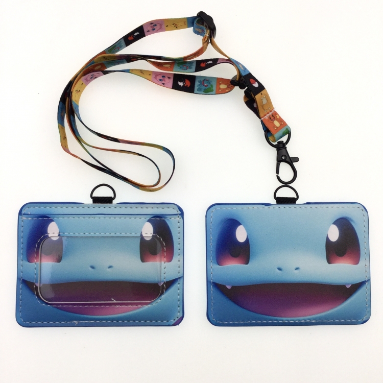 Pokemon PU leather storage card holder hanging rope two-piece set bus card holder 10X7.5CM 35g price for 5 pcs