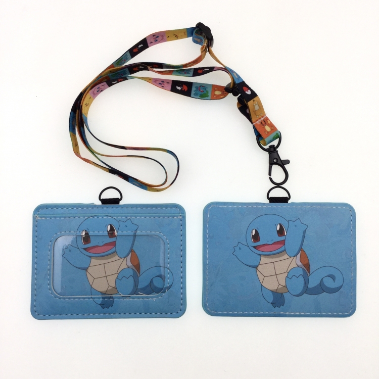 Pokemon PU leather storage card holder hanging rope two-piece set bus card holder 10X7.5CM 35g price for 5 pcs