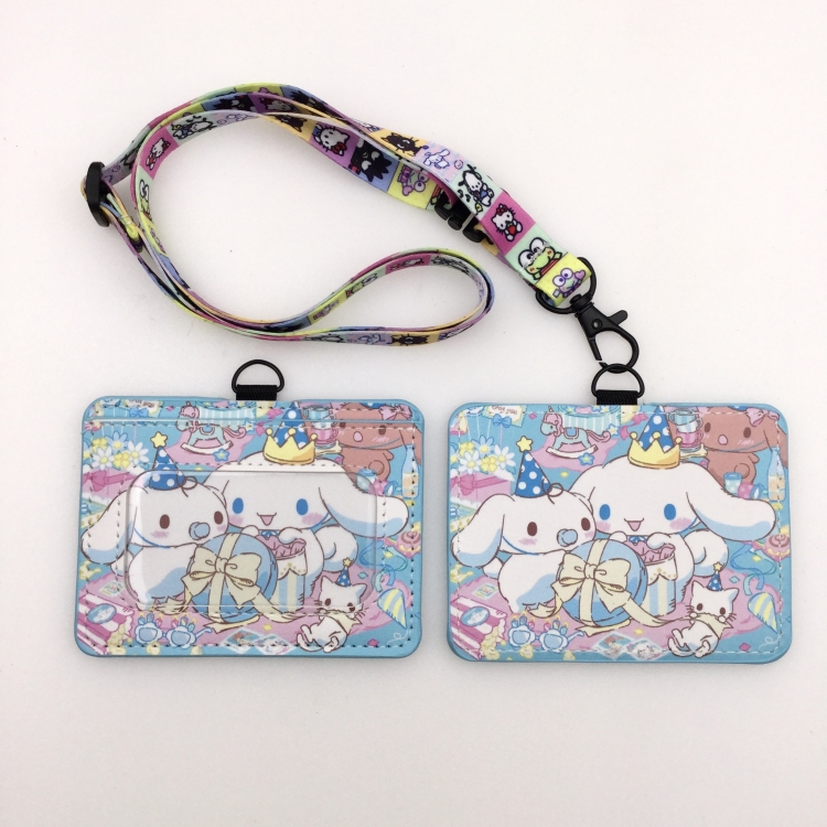 Cinnamoroll PU leather storage card holder hanging rope two-piece set bus card holder 10X7.5CM 35g price for 5 pcs K-222
