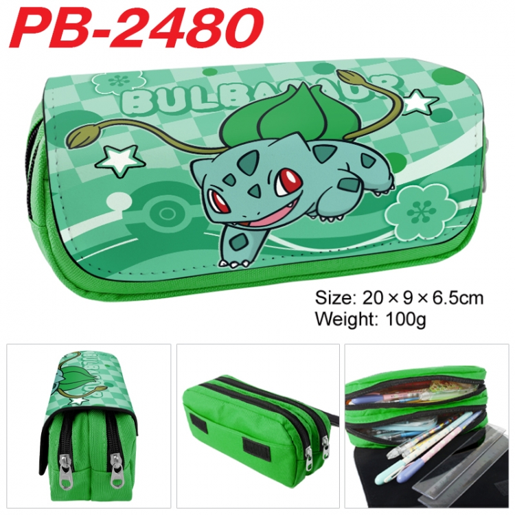 Pokemon Anime double-layer pu leather printing pencil case 20x9x6.5cm PB-2480