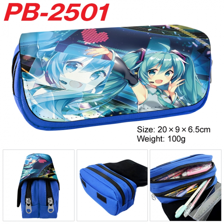 Hatsune Miku Anime double-layer pu leather printing pencil case 20x9x6.5cm  PB-2501