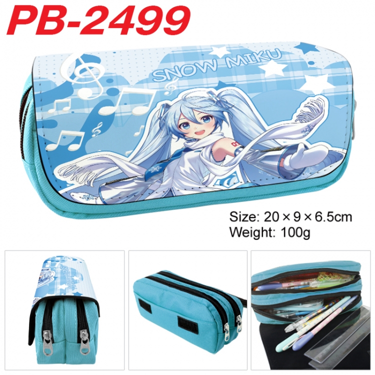 Hatsune Miku Anime double-layer pu leather printing pencil case 20x9x6.5cm  PB-2499