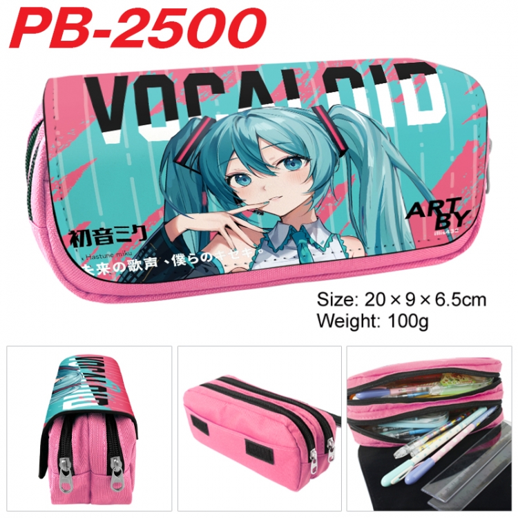 Hatsune Miku Anime double-layer pu leather printing pencil case 20x9x6.5cm PB-2500