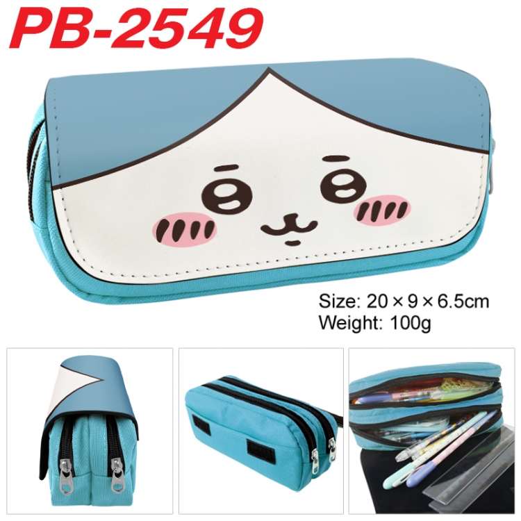 Chiikawa Anime double-layer pu leather printing pencil case 20x9x6.5cm  PB-2549