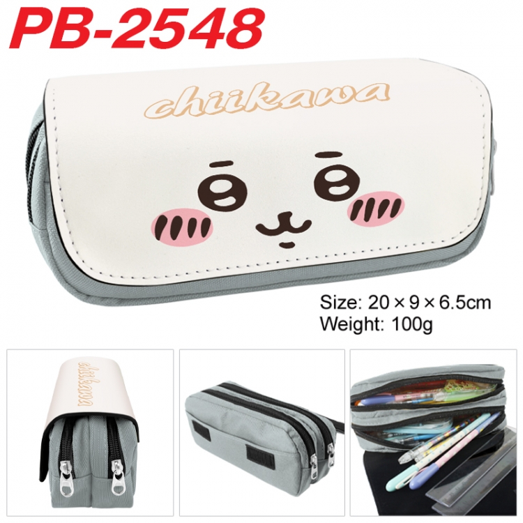 Chiikawa Anime double-layer pu leather printing pencil case 20x9x6.5cm PB-2548